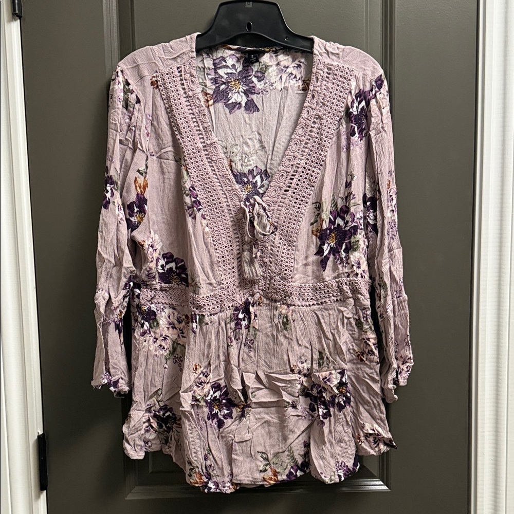 Torrid Purple Floral Blouse